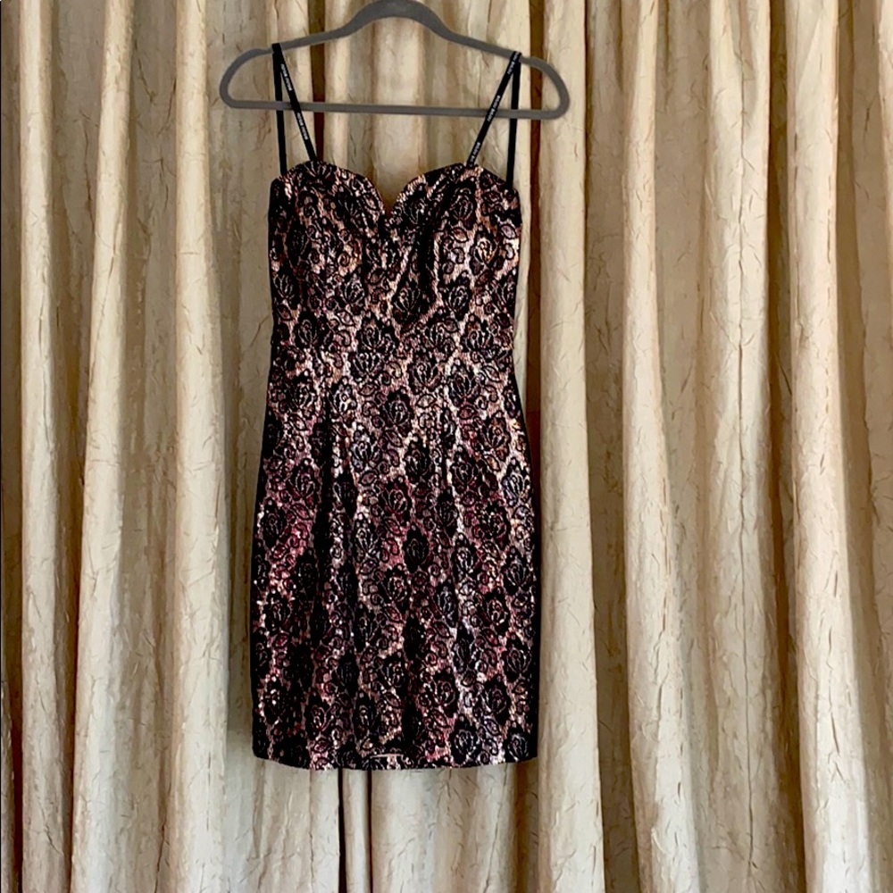 Black Lace and Rose Gold Party Dress
